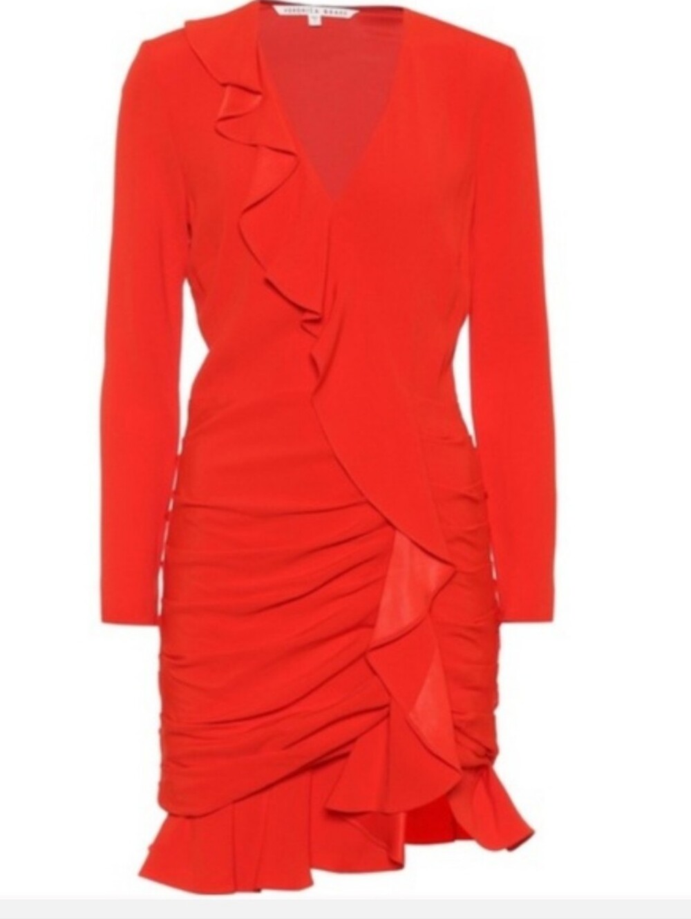 NEW Veronica Beard Odessa Ruffle Ruched Red Mini Dress Sz 2
